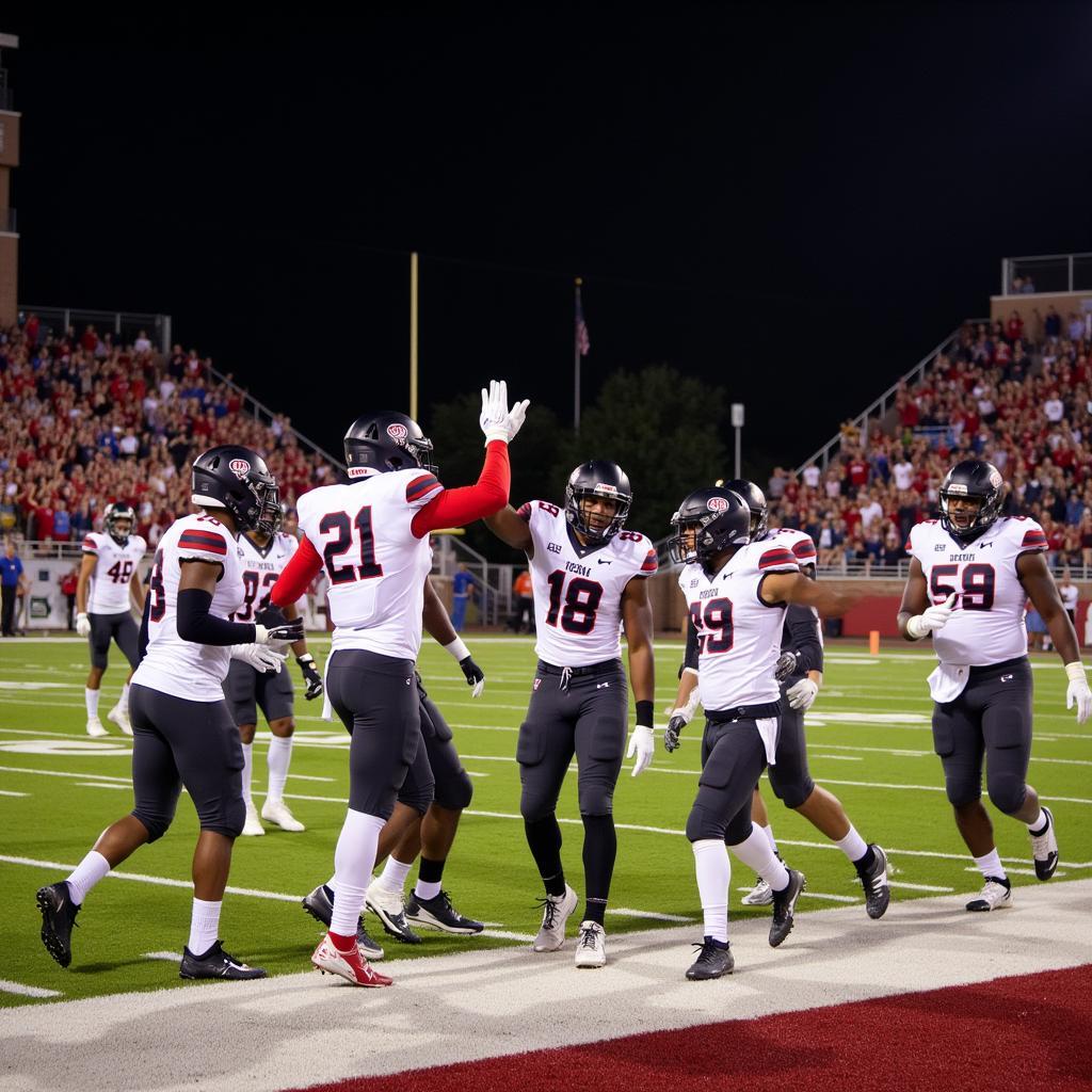 Charles Henderson Football Team Celebrates a Touchdown