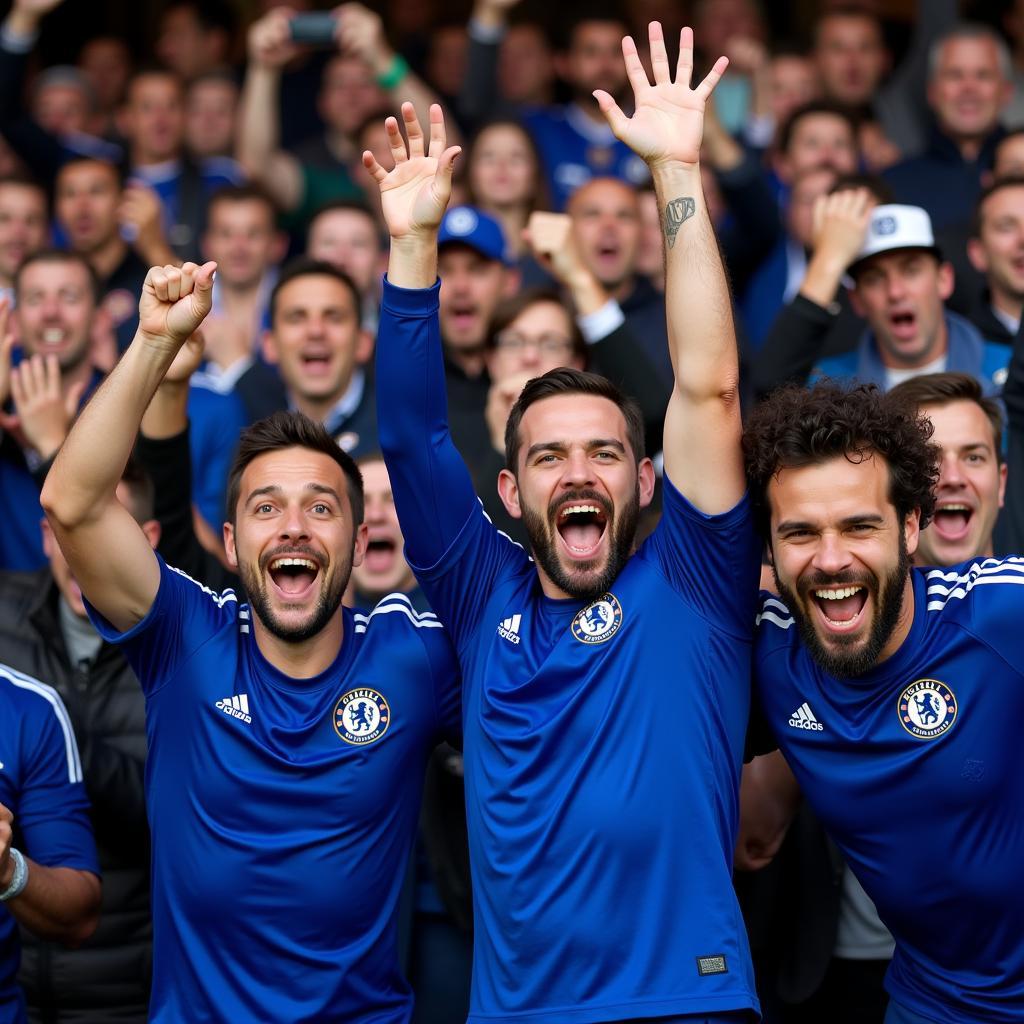 Chelsea Fans Celebrating a Goal