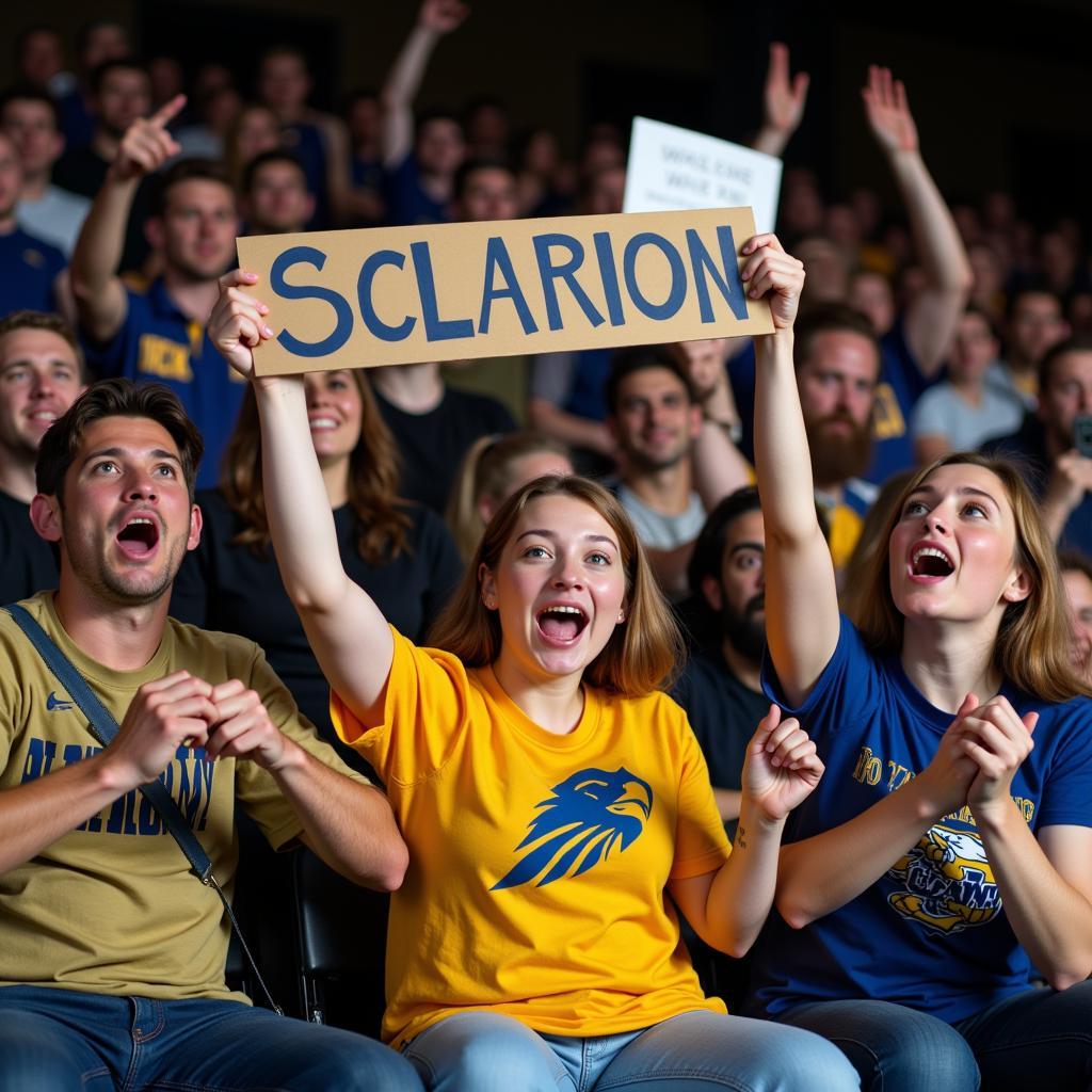 Clarion Football Fans Cheering in the Stands