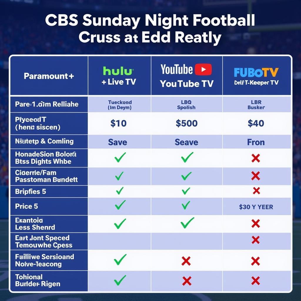 Comparing CBS Sunday Night Football Streaming Services