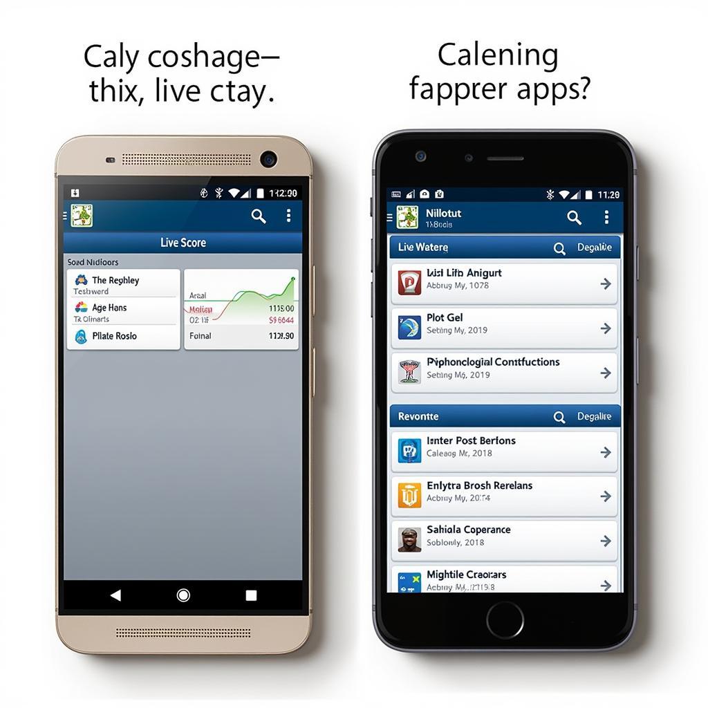 Comparing two different live football score apps on mobile phones