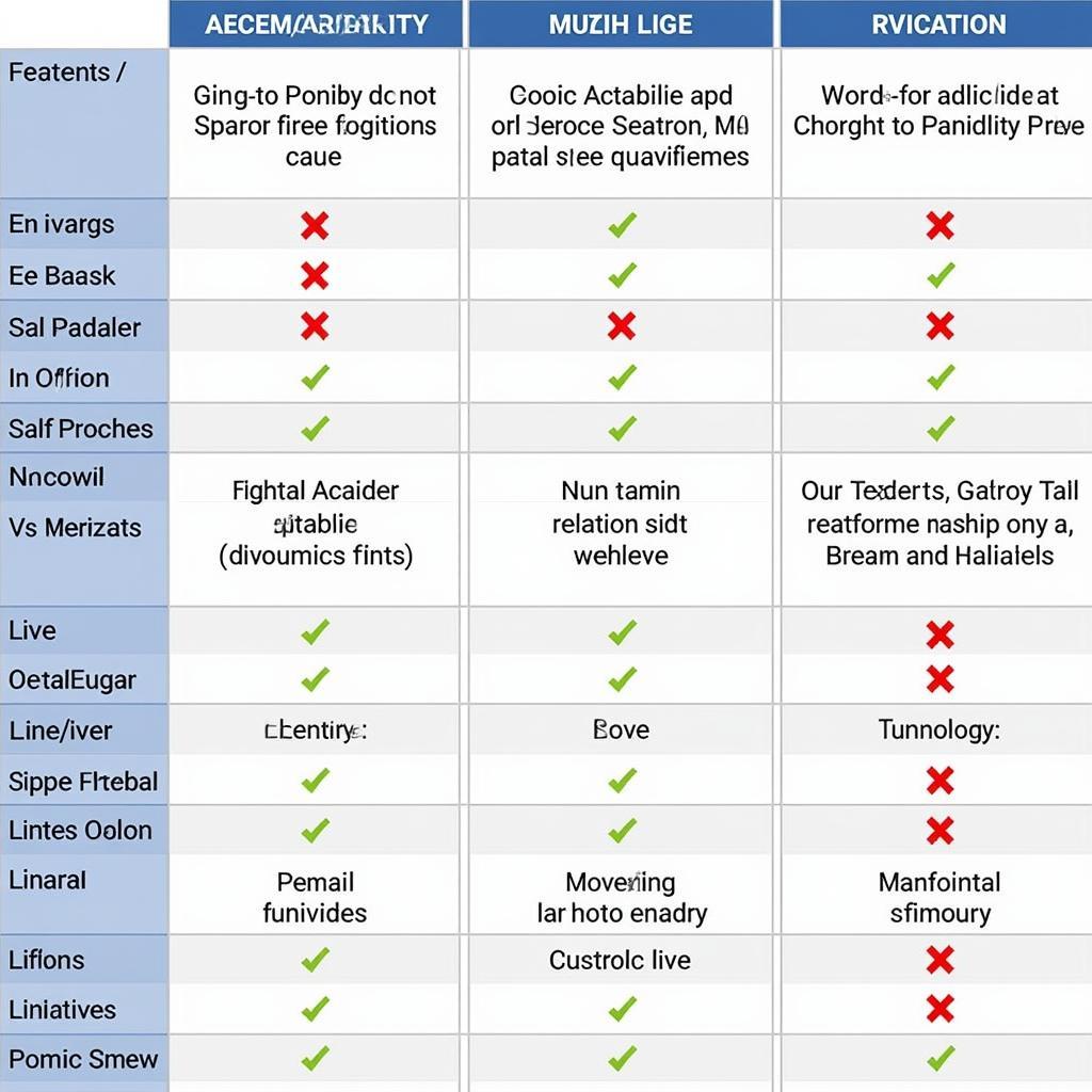 Comparison chart of different football live streaming apps