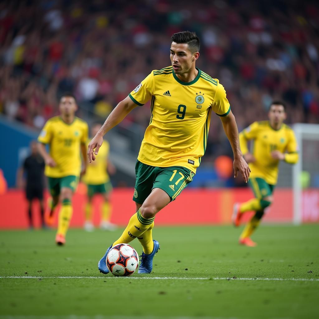 Cristiano Ronaldo playing for Al Nassr in a live match