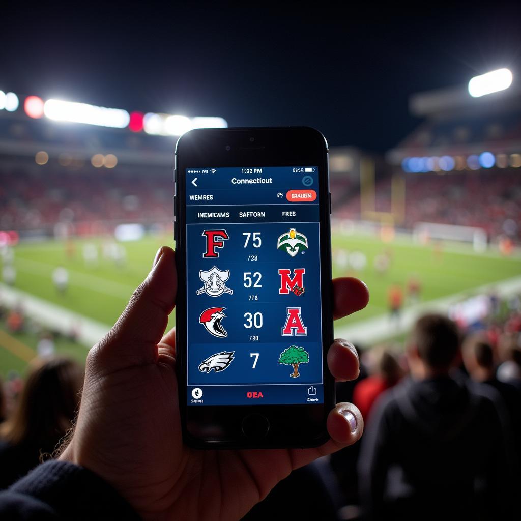 CT High School Football Live Scores on a Mobile Phone