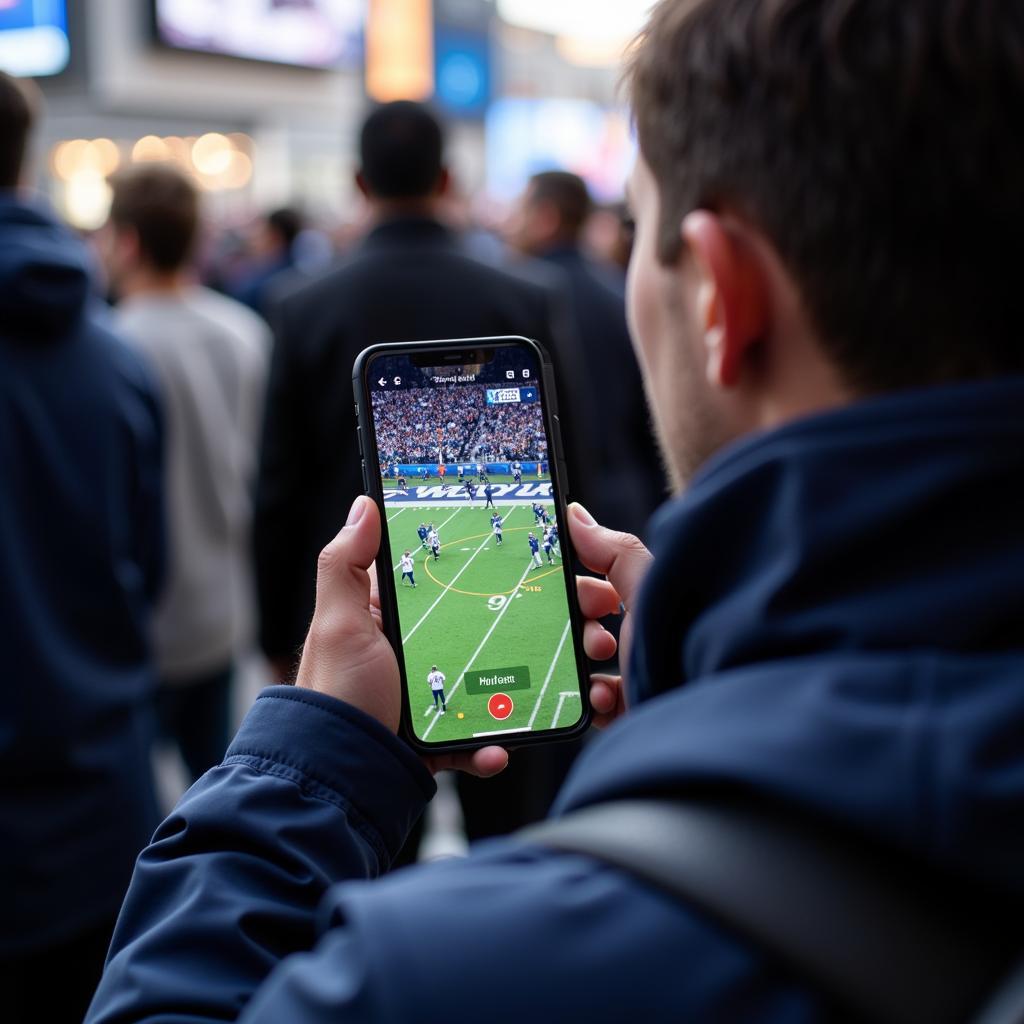 Dallas Cowboys Fan Watching Live Stream on Phone