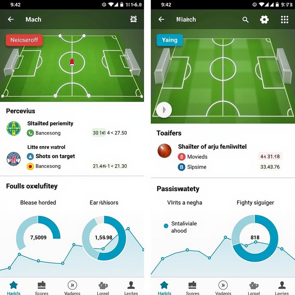 Detailed match statistics on a football app