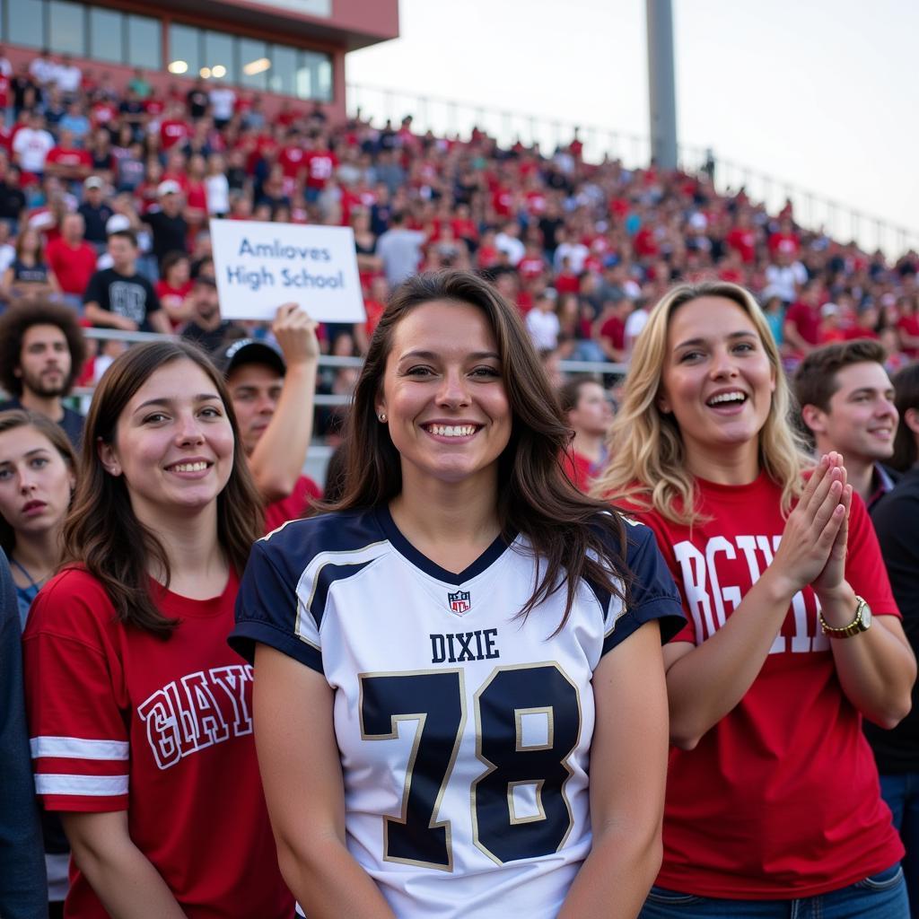 Dixie High School football fans cheering in the stands.