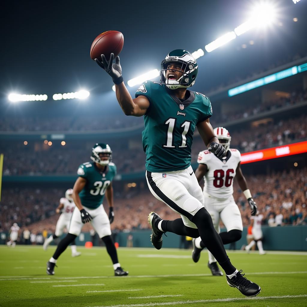 Eagles player intercepts the ball during a live game