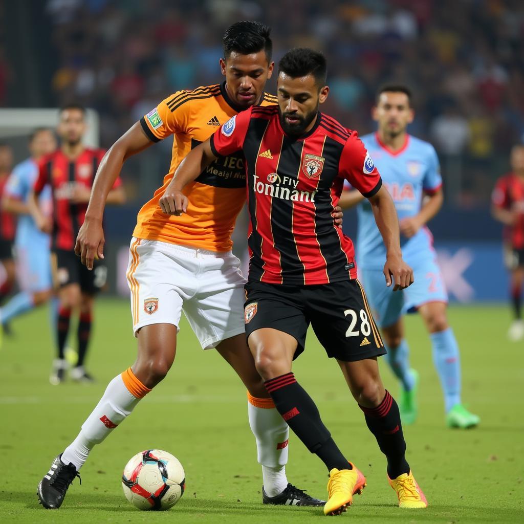 East Bengal and Mohun Bagan Players Clashing