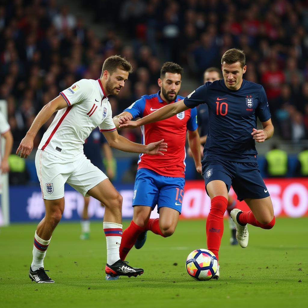 England vs. France live action football match