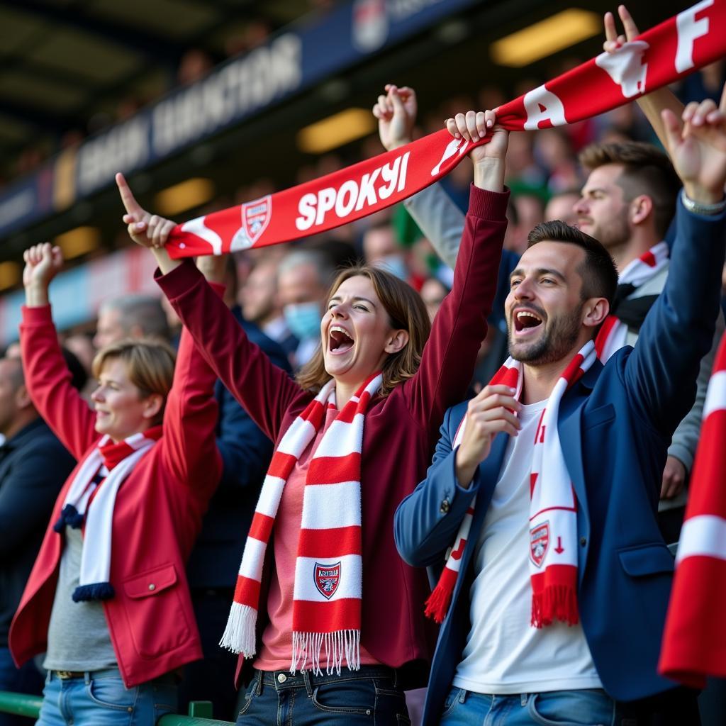 Fans Celebrating a Goal in the England Northern Football League Premier