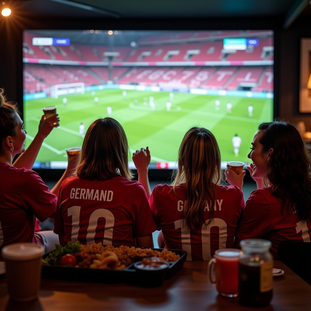 England vs. Germany Women's Football Viewing Party: Friends gathered to watch the match.