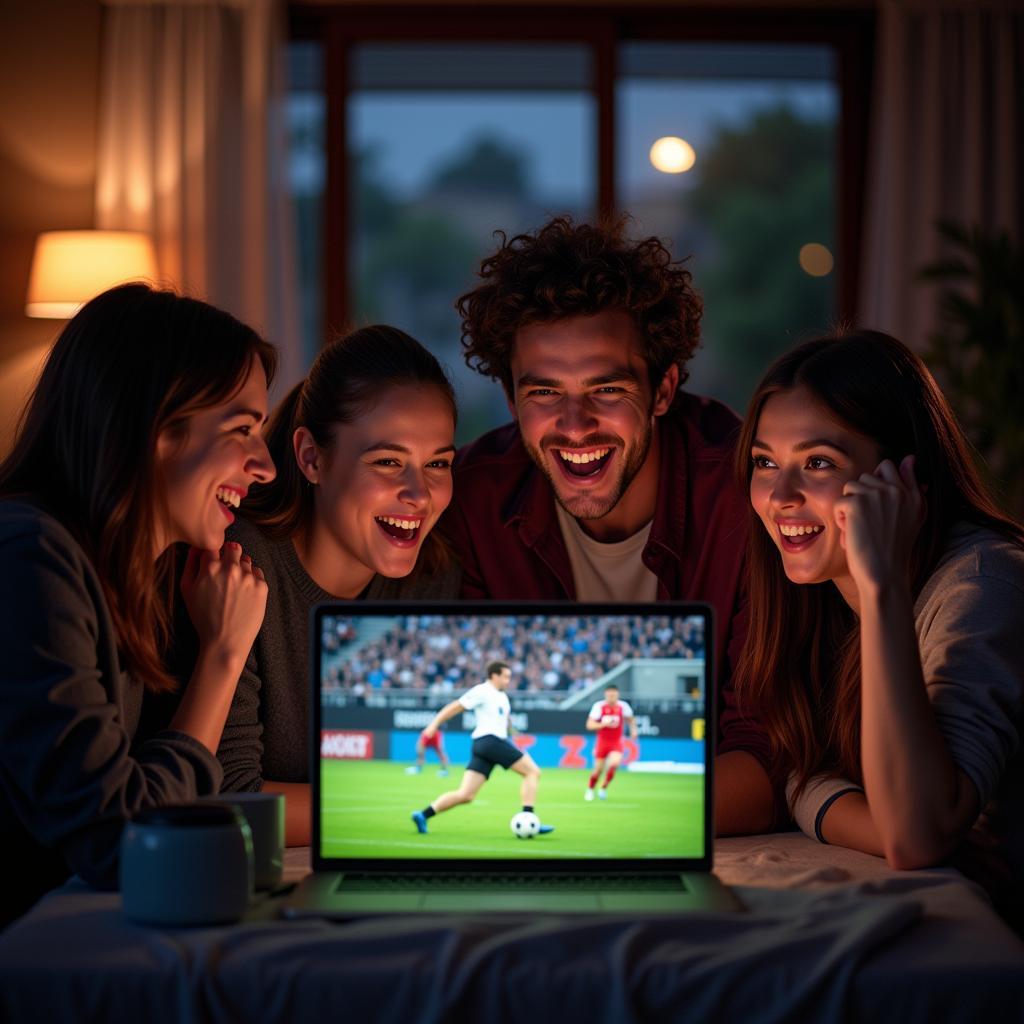 Friends Watching Football Live Stream Together