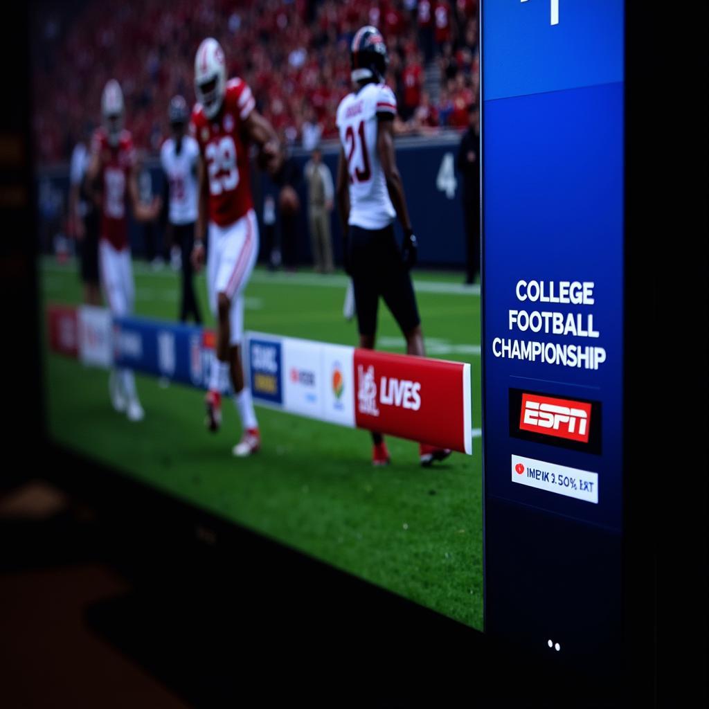 Live broadcast of the College Football Championship game on ESPN