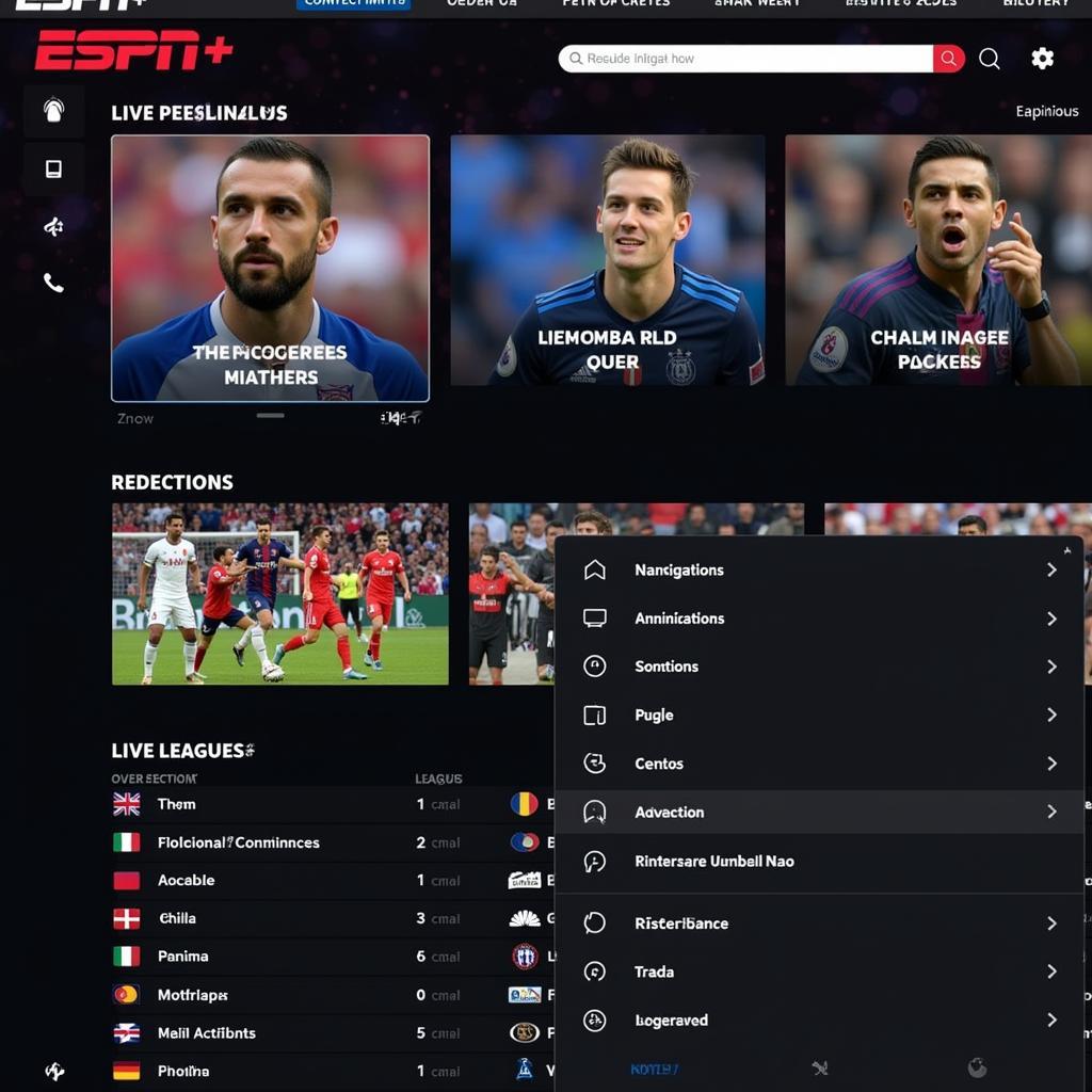 ESPN+ Live Football Interface