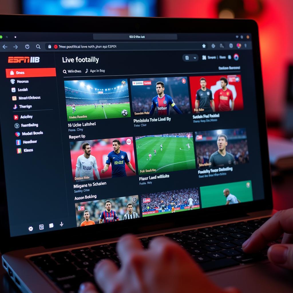 ESPN Website Football Live Stream Navigation