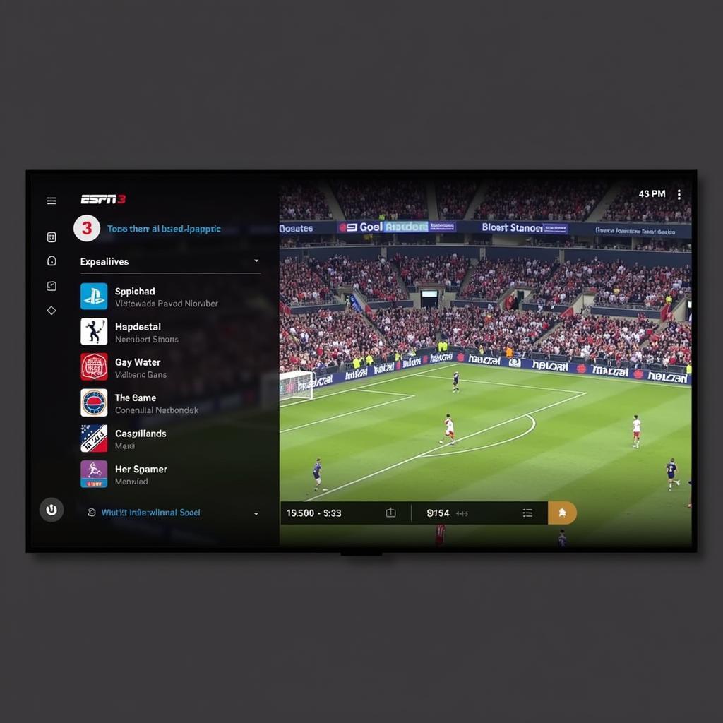 ESPN3 Live Streaming Interface