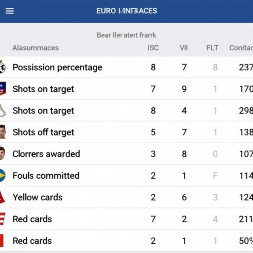 Detailed Match Statistics for Euro Football