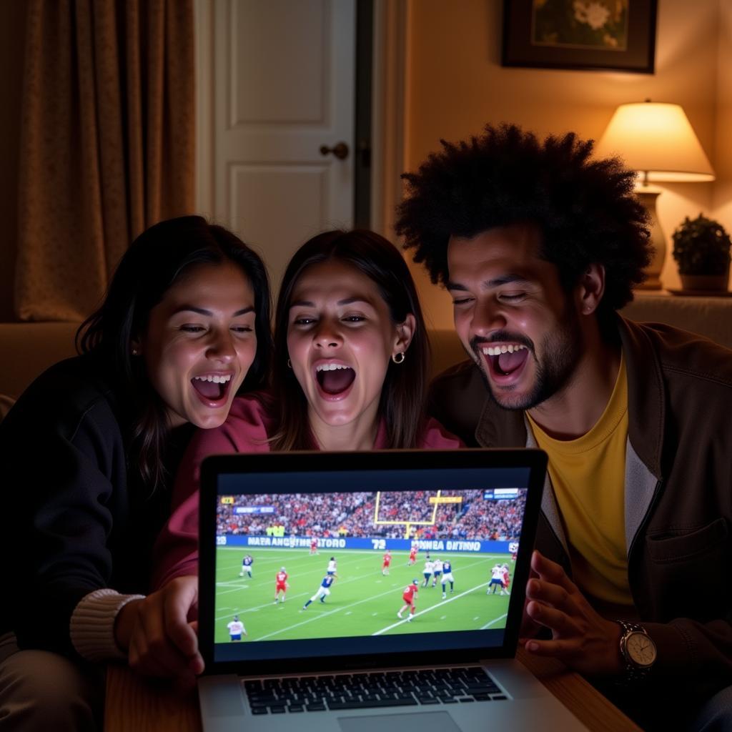 Fans watching Monday Night Football on Facebook Live