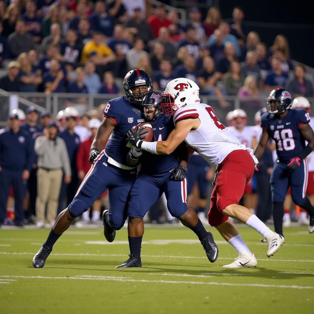 Faith Academy Football Players in Action During a Live Streamed Game