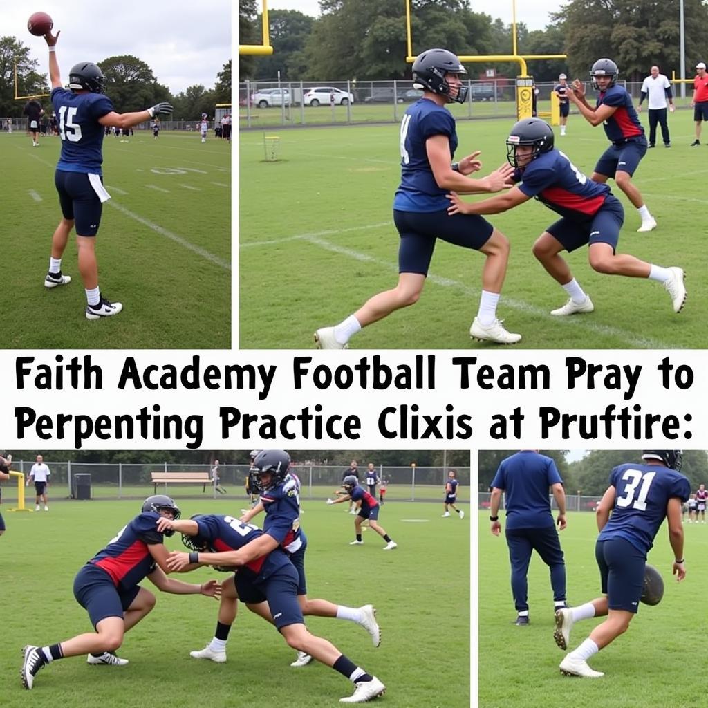 Faith Academy football team practicing various drills