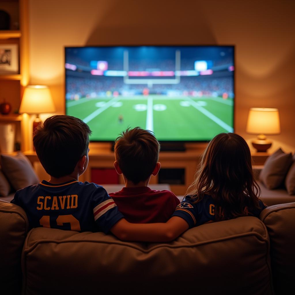 Family Enjoying Monday Night Football Live Stream