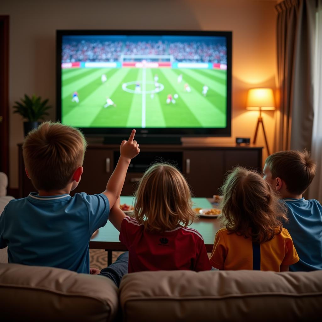 Family Watching Football on TV