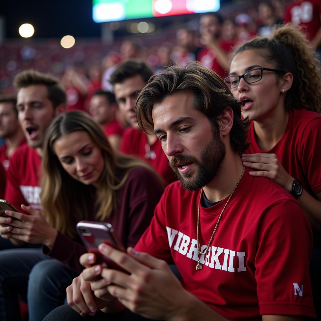 Fans Checking Live Scores on Phones