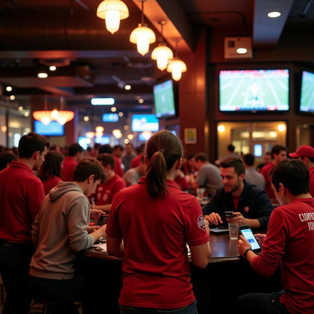 Fans Checking Live Scores on Phones