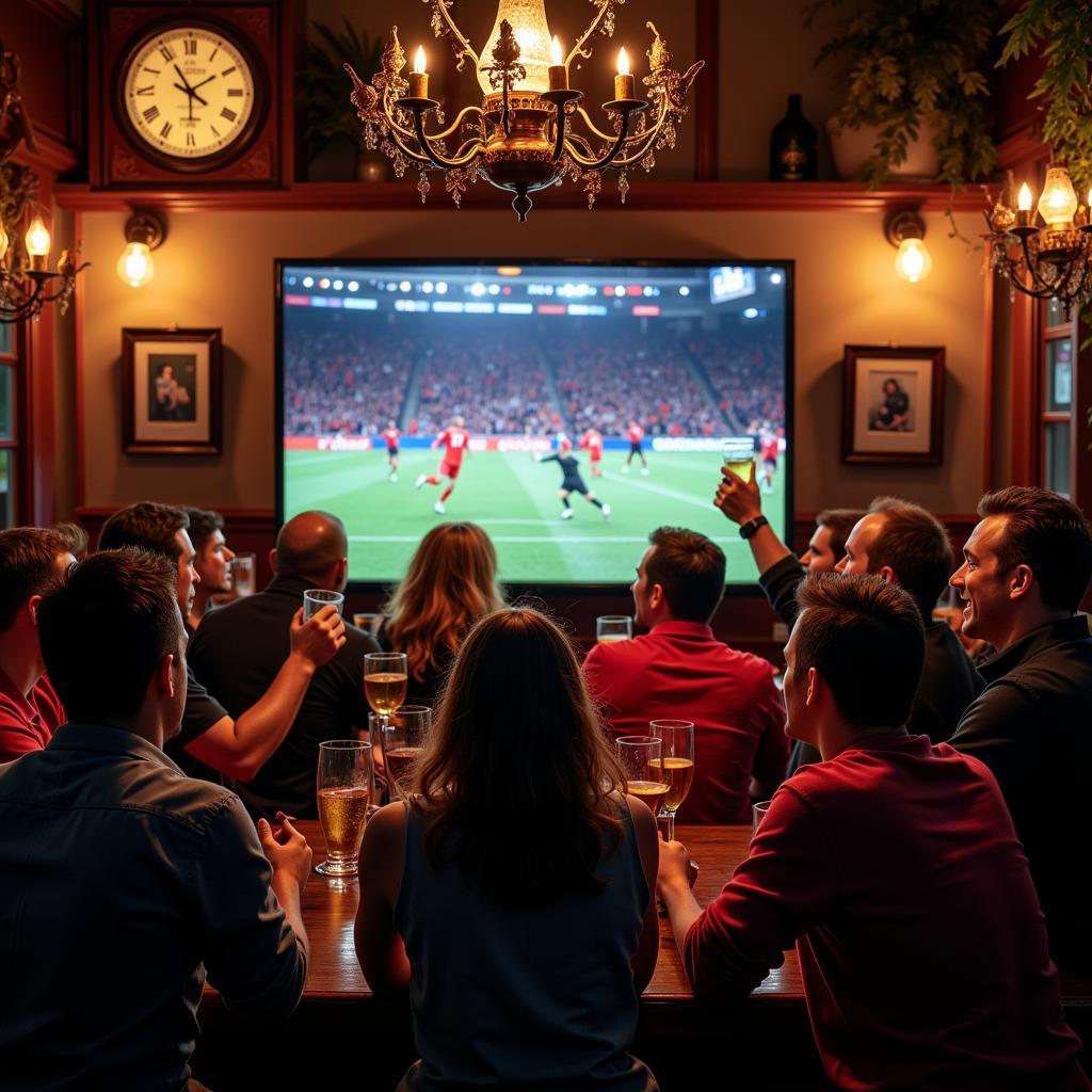 Fans Watching a Football Game Live in a Pub