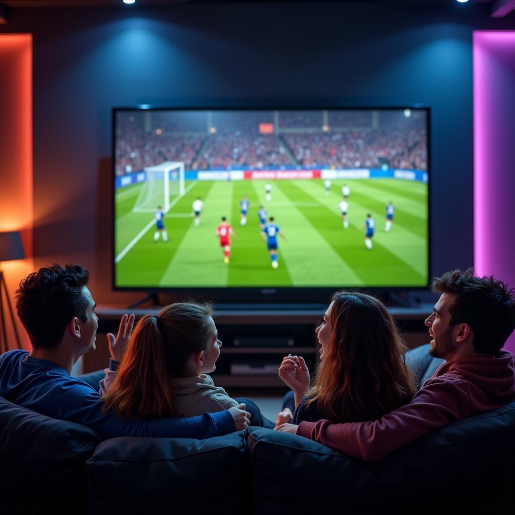 Fans Watching Football on Big Screen