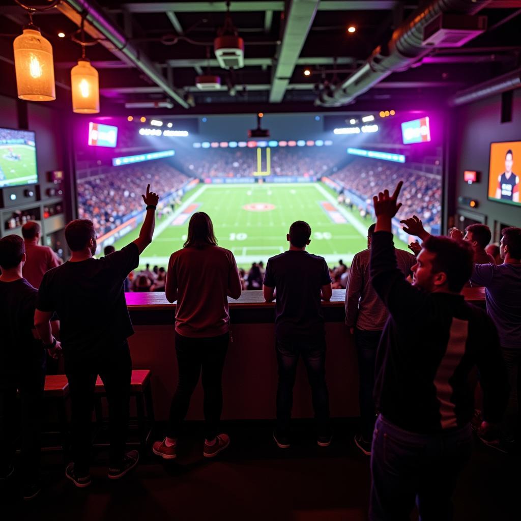 Fans Enjoying the Game at a Sports Bar