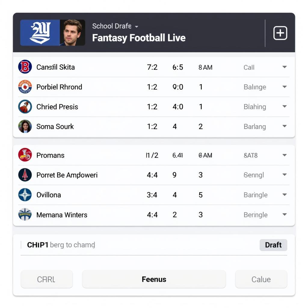 Fantasy Football Live Draft Interface