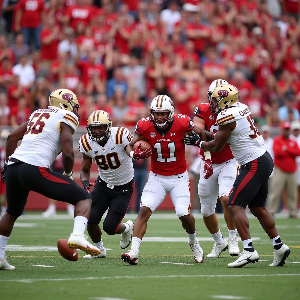 Ferris State Football Players in Action During a Game