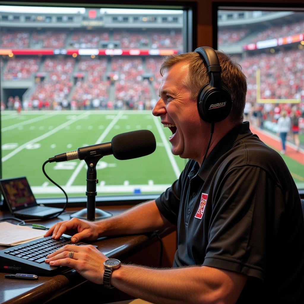 Ferris State Football Live Radio Broadcast in Action