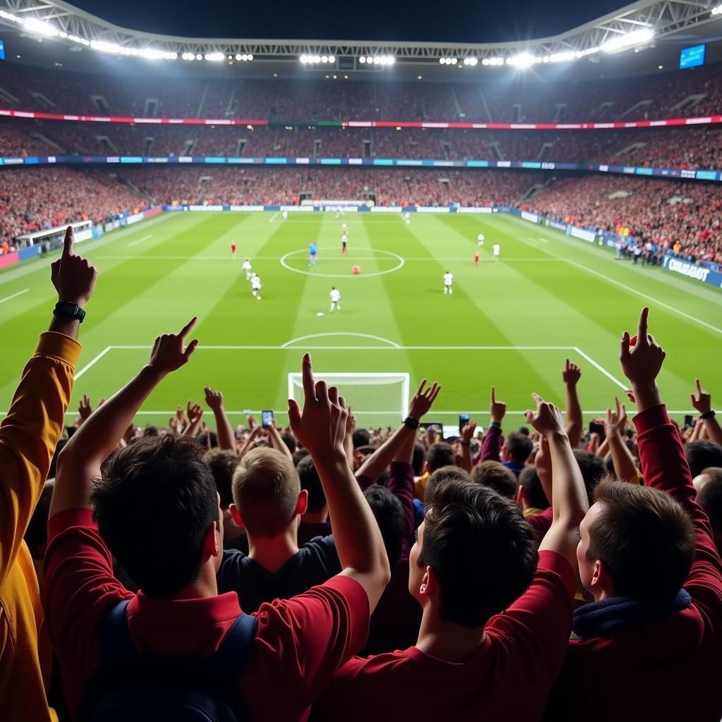 Fans Celebrating a Goal During a Live FIFA Football Match