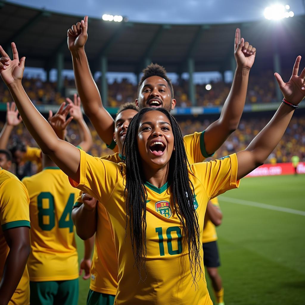 Fijian Football Fans Celebrating a Goal