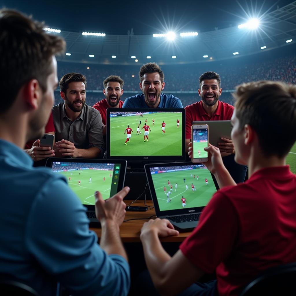 Fans watching live football streaming on their devices