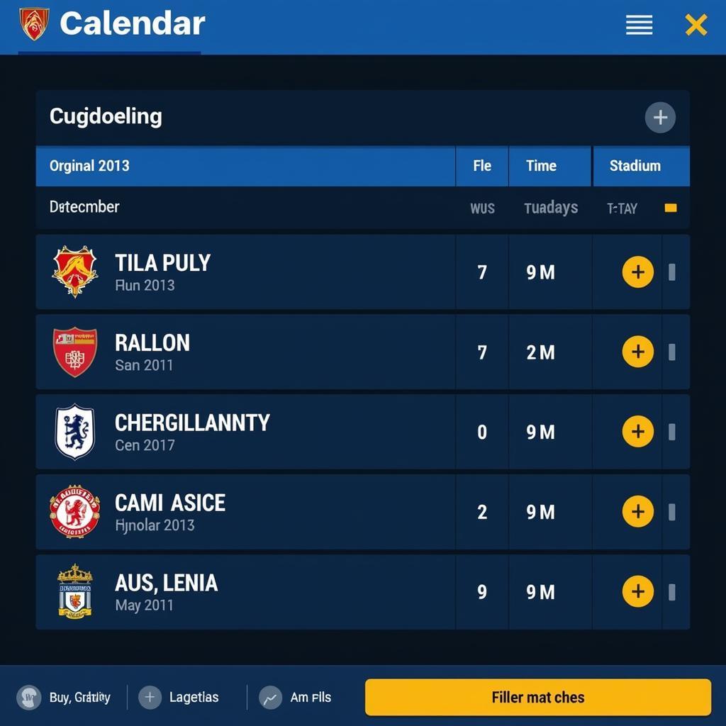 Football Fixtures Schedule Calendar