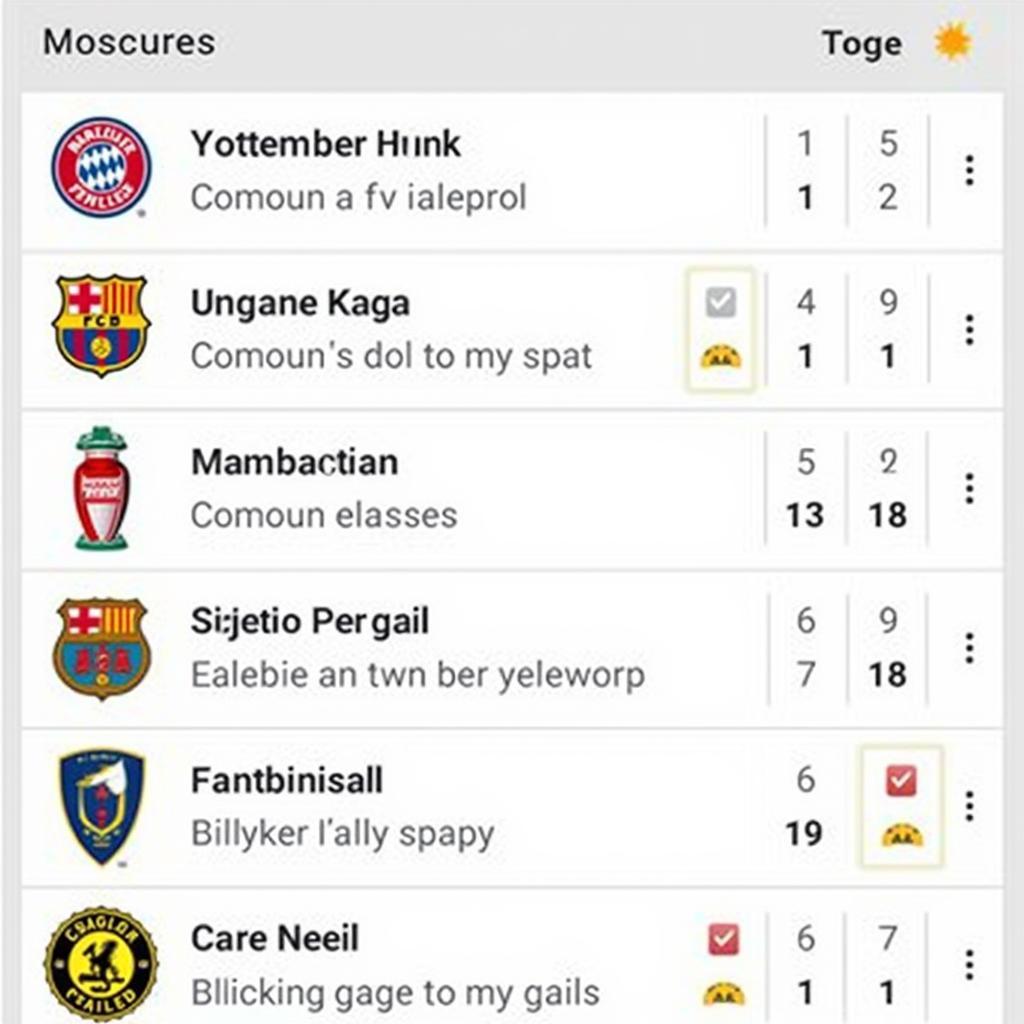 Screenshot of a Football Live Scoring App