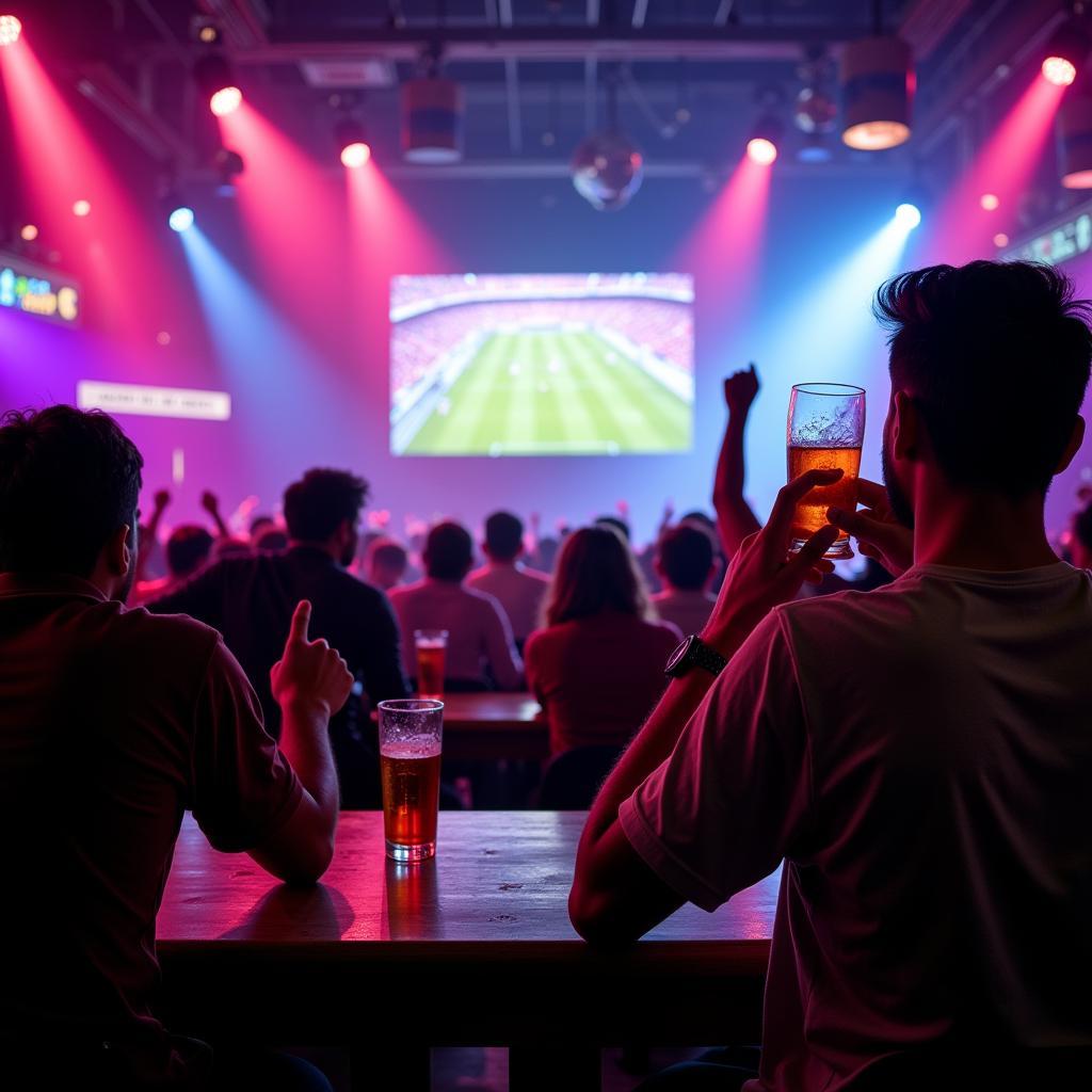 Fans watching a football match at a sports bar in Bangalore