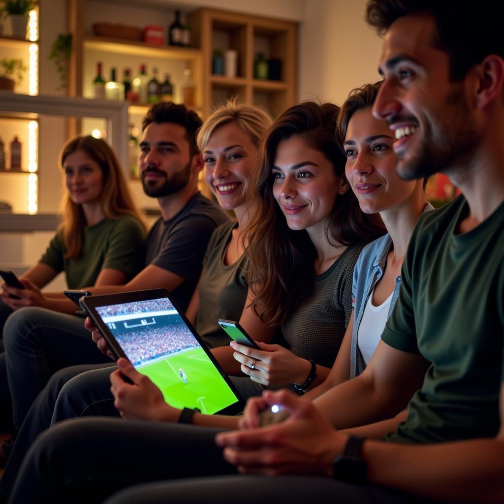 Fans Watching Football Live Stream with English Commentary