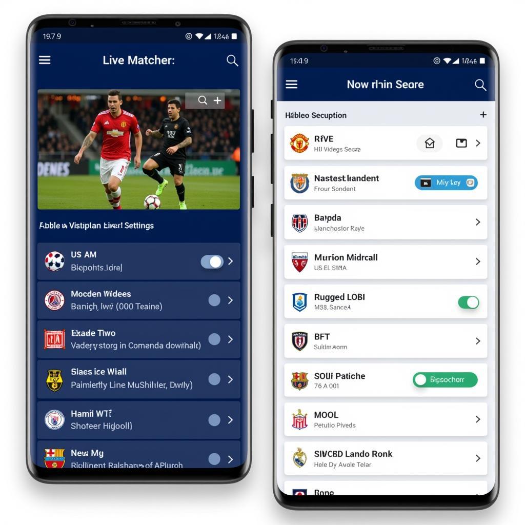 Football Live TV HD App Interface