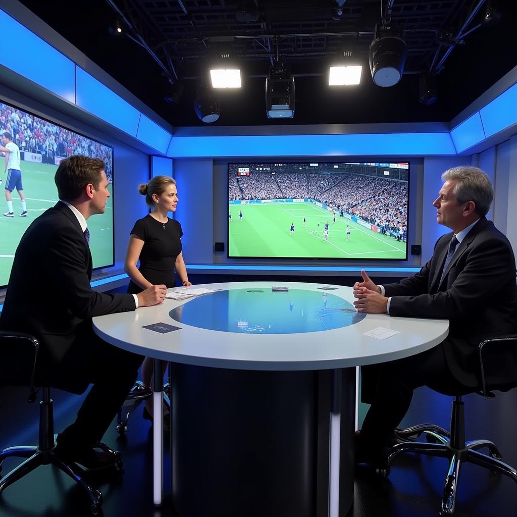 Expert Analysis in a Football Match Show Studio