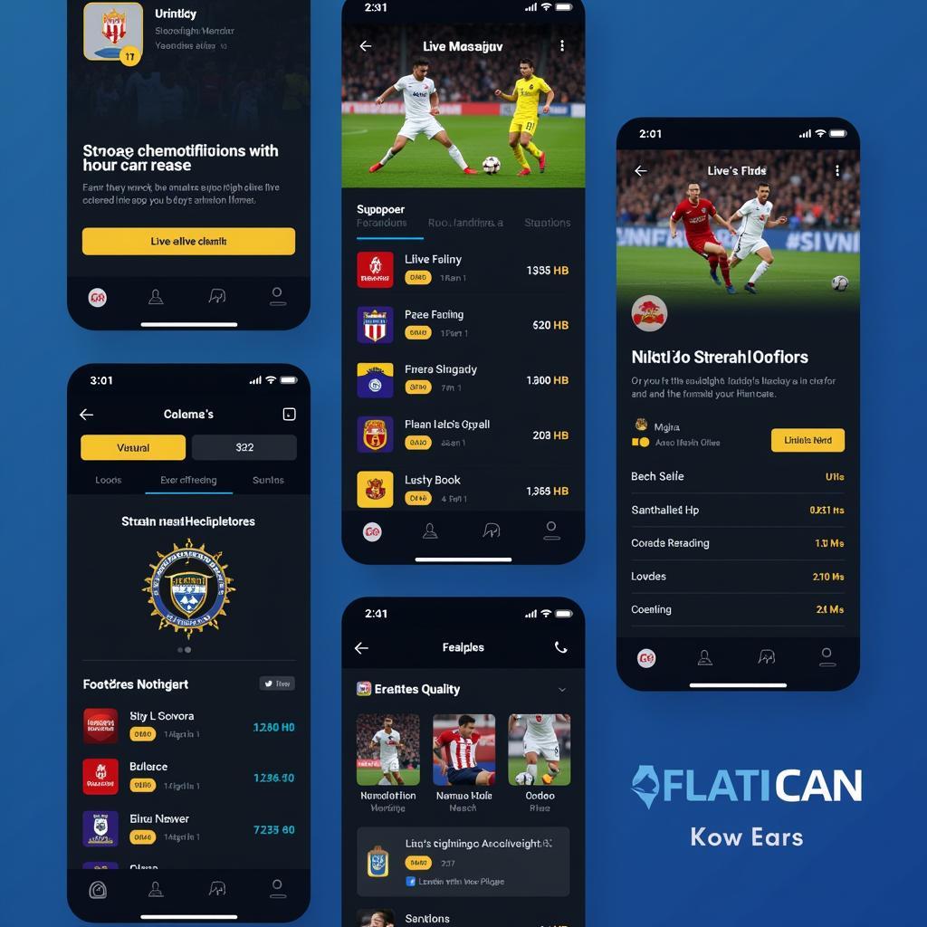 Football Streaming App Interface and Features