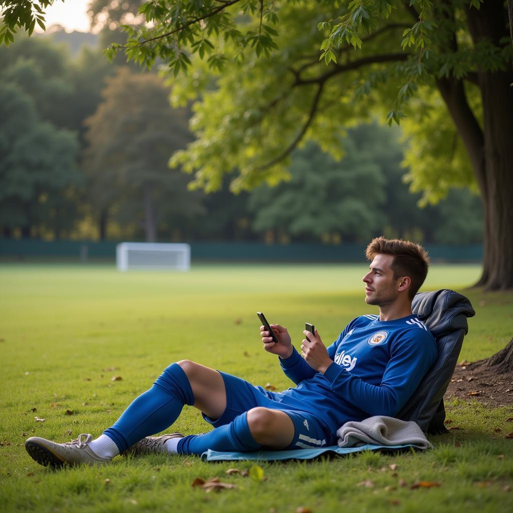 Footballer enjoying a digital detox