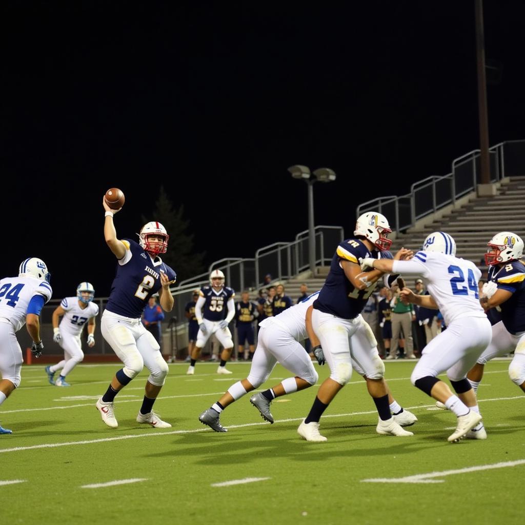 Fountain Valley High School Football Team in Action During Q1