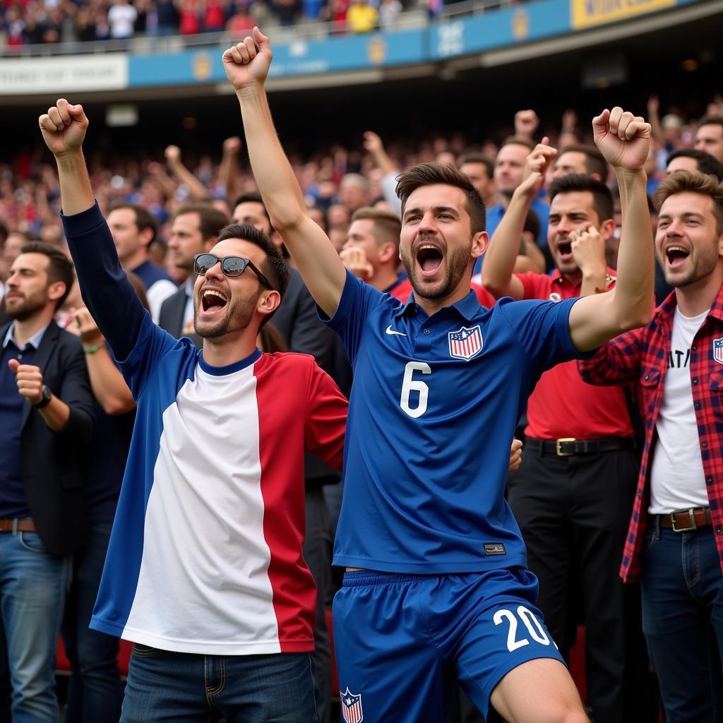 France USA Football Fans Celebrating