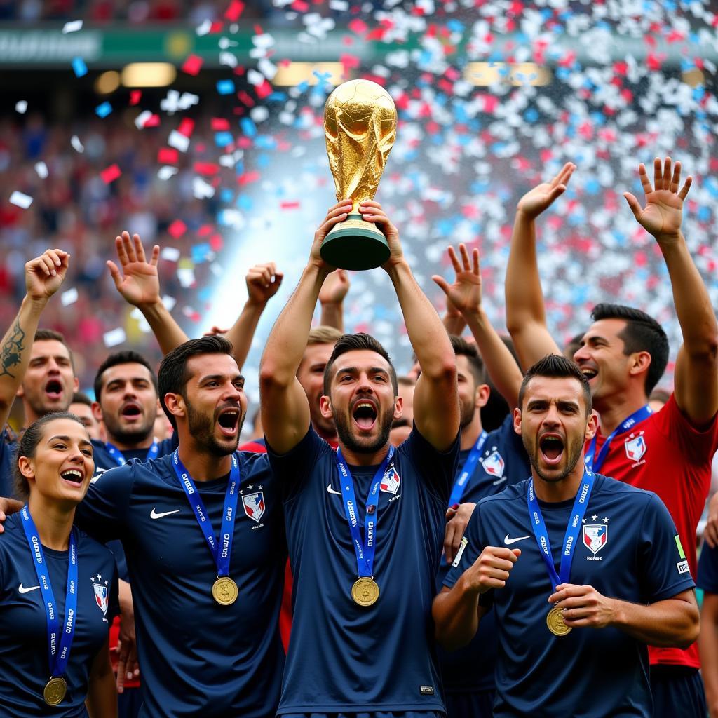 France celebrating their 2018 World Cup victory