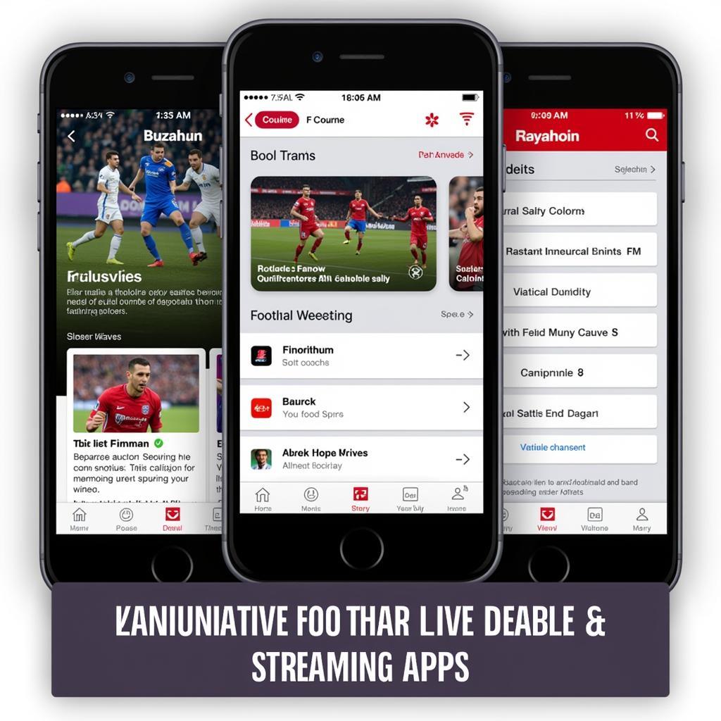 Various free football live stream app options displayed on a smartphone screen